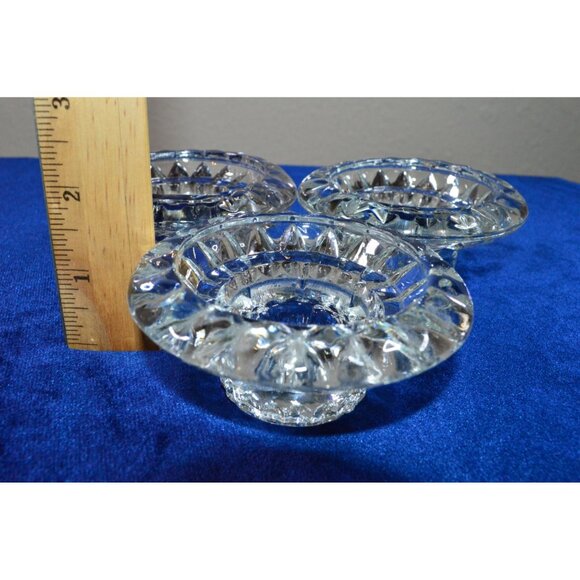 Vintage Indonesia Candlestick Holder Set of 3 Clear Glass Crystal Candle Holders - Picture 5 of 9
